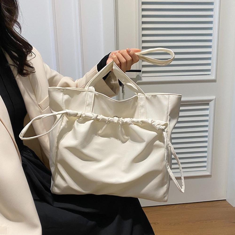 

Fashion Drawstring Shoulder Bag Large Capacity Canvas Bag Leisure Commute Tote Bag Streetwear белый