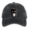 Casquette de baseball à motif chat réglable pare-soleil à bord incurvé chapeau de soleil unisexe style hip hop décontracté casquette café délavée