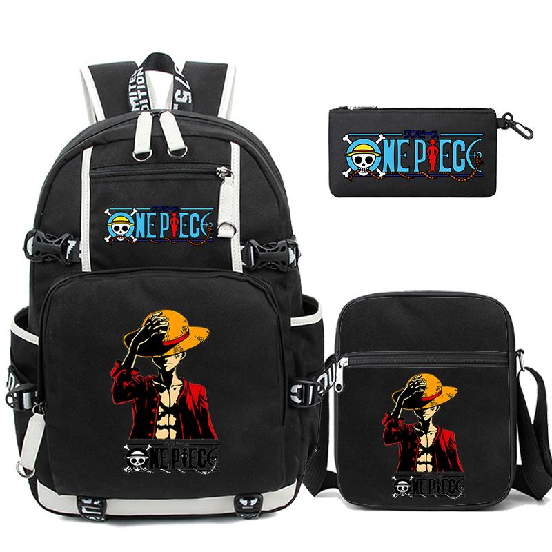 3Pcs/set Anime One Piece Washable Backpack for Teenager Girl Boy Computer Knapsack Back To School Lightweight Book Bag Men Women Travel Bag Rucksack