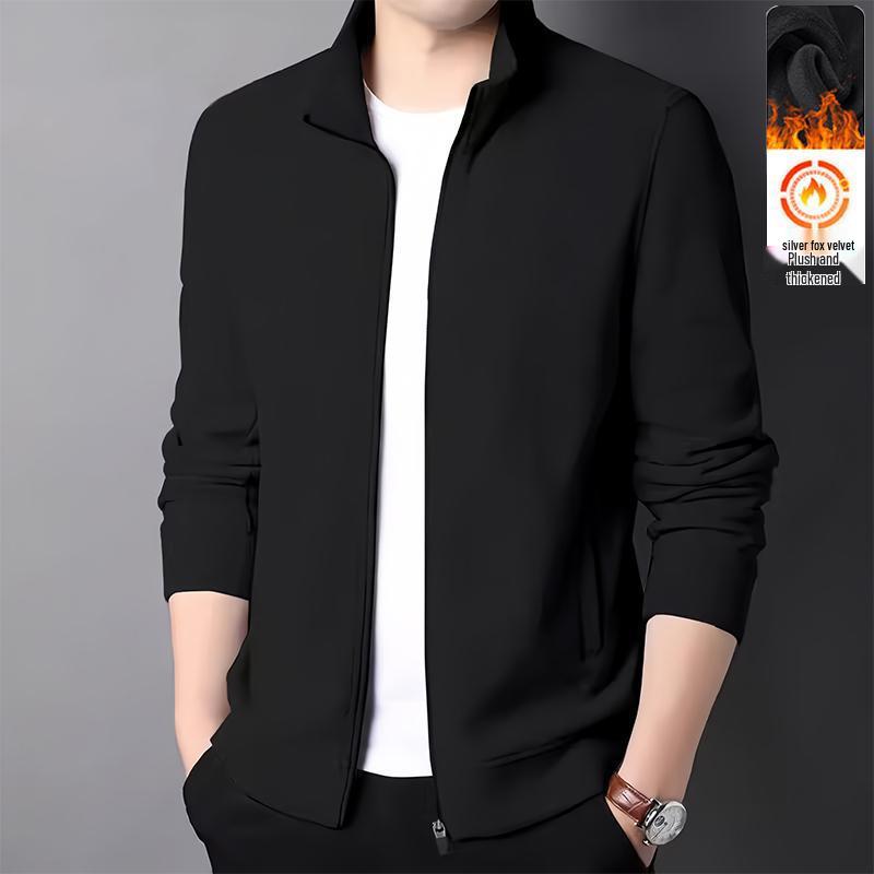 

Men’s High-End Autumn/Winter Hoodie Jacket 2025: Velvet-Lined Stand Collar Casual Cardigan XL (115-130 jin)