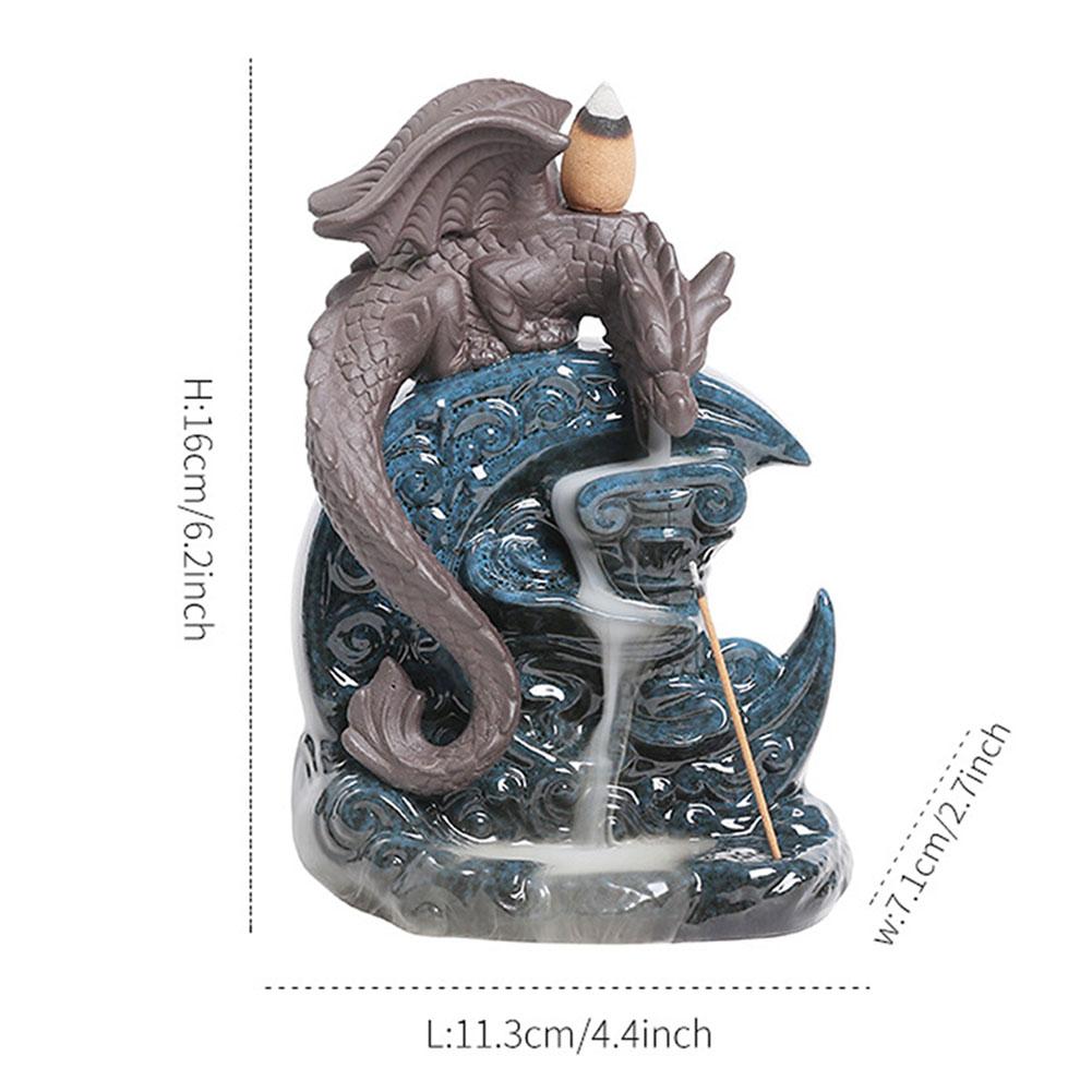 Dragons Mountain Waterfall Incense-Burner Premium Ceramic Art Piece For Living Room Decor