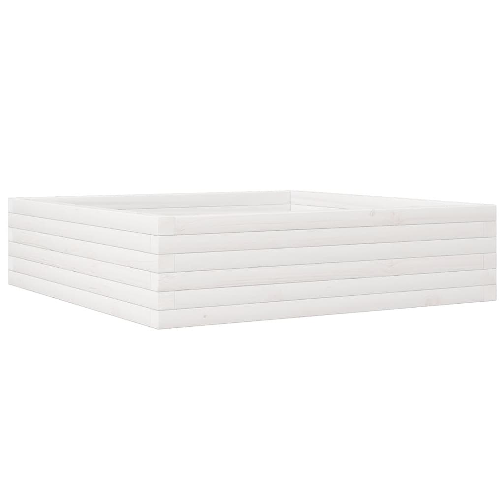 Plant Pot White 90x90x23 Cm Solid Pine Wood