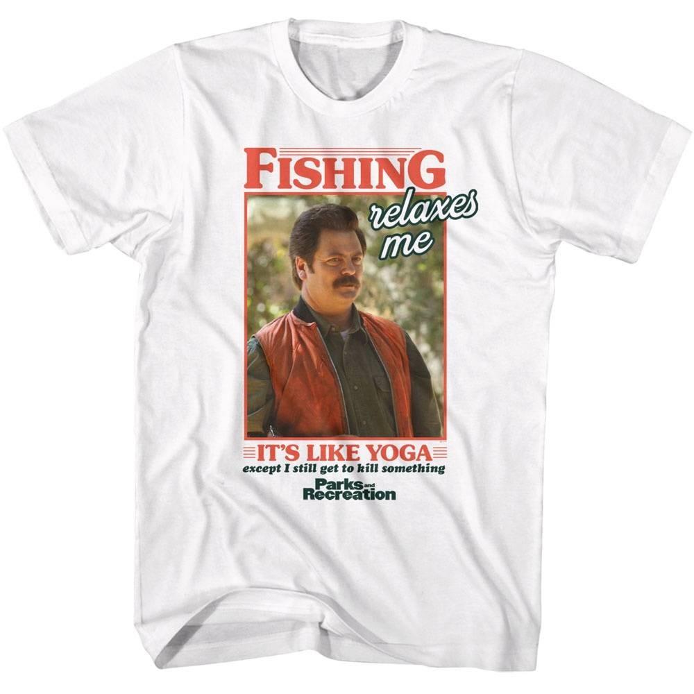 Parks and Recreation Fishing is Like Yoga Men T Shirt XL