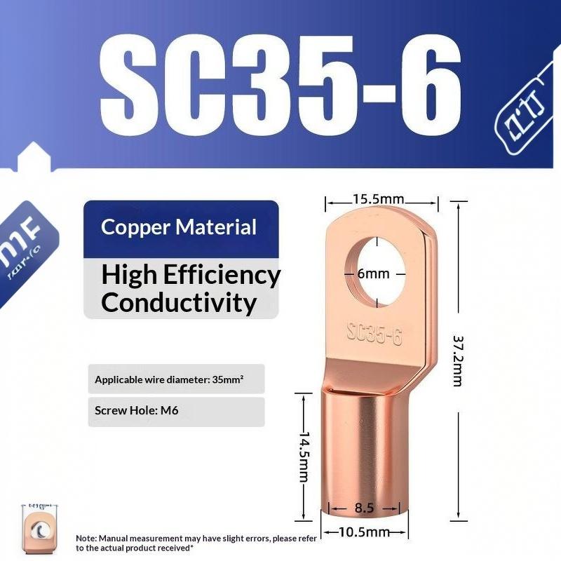 Cd Copper Lug Ring Wire Connectors Bare Cable Electric Crimp Terminal Sc4-6 Sc6-6 Sc6-8 Sc10-6 Sc16-6 Sc16-8 Sc25-8