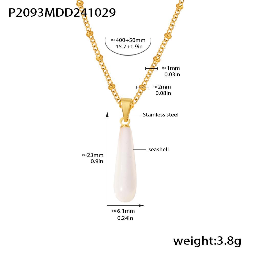 18K Gold Plated Qiong Yao Teardrop Pendant Necklace - Stainless Steel, Light Luxury