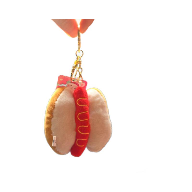 Cute Cartoon Plush Keychain: Fries, Hamburger & Hot Dog Figures for Backpack