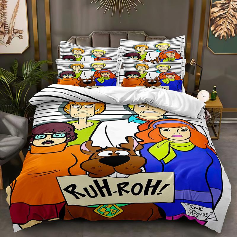 Scooby Doo Dog Quilt Cover Home Textiles Bedding Three-Piece Set, Kit Pillowcase