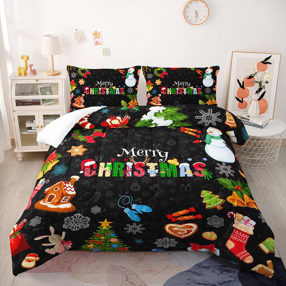 Christmas Collection Printed Three-piece Bedding Pillowcase Duvet Cover