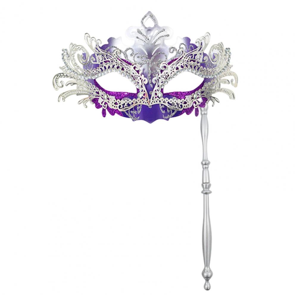 Fancy Dress Party Eyewear Mask Metal Handheld Stick Half Face Venetian Masque Rhinestones Women Mask Prom Ball Masquerade