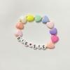 2Pcs Colorful Bead Sister Handchain Set Lettered Bangles Handcrafted Heart Bracelets for Siblings Friendship Bangle
