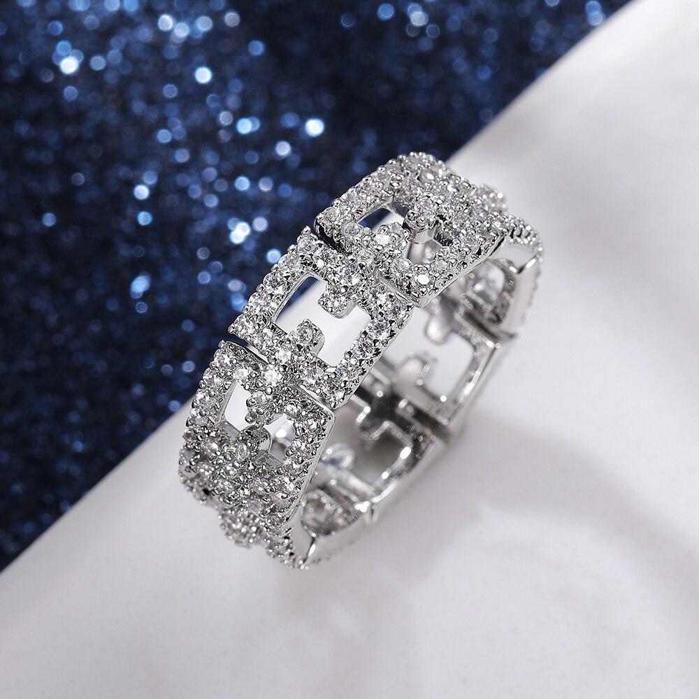 Stylish Brilliant Women Wedding Band Rings Full Paved Shiny CZ Promise Love Ring Versatile Statement Jewelry High Quality