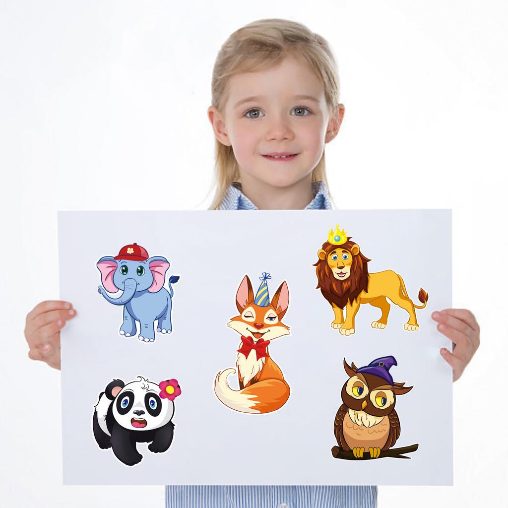 8 Pictures/set of Animal Face Change Stickers Cartoon Cute Children Reward Puzzle DIY Creative Early Education Puzzle Stickers