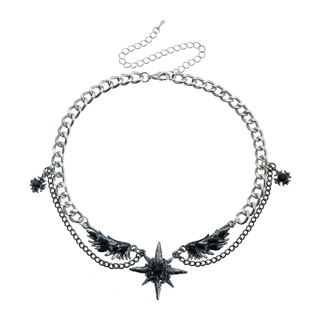 Star Wing Necklace With Sparkling Alloy Accent Comfortable Unisex Neck Jewelry For Casual or Formal Event