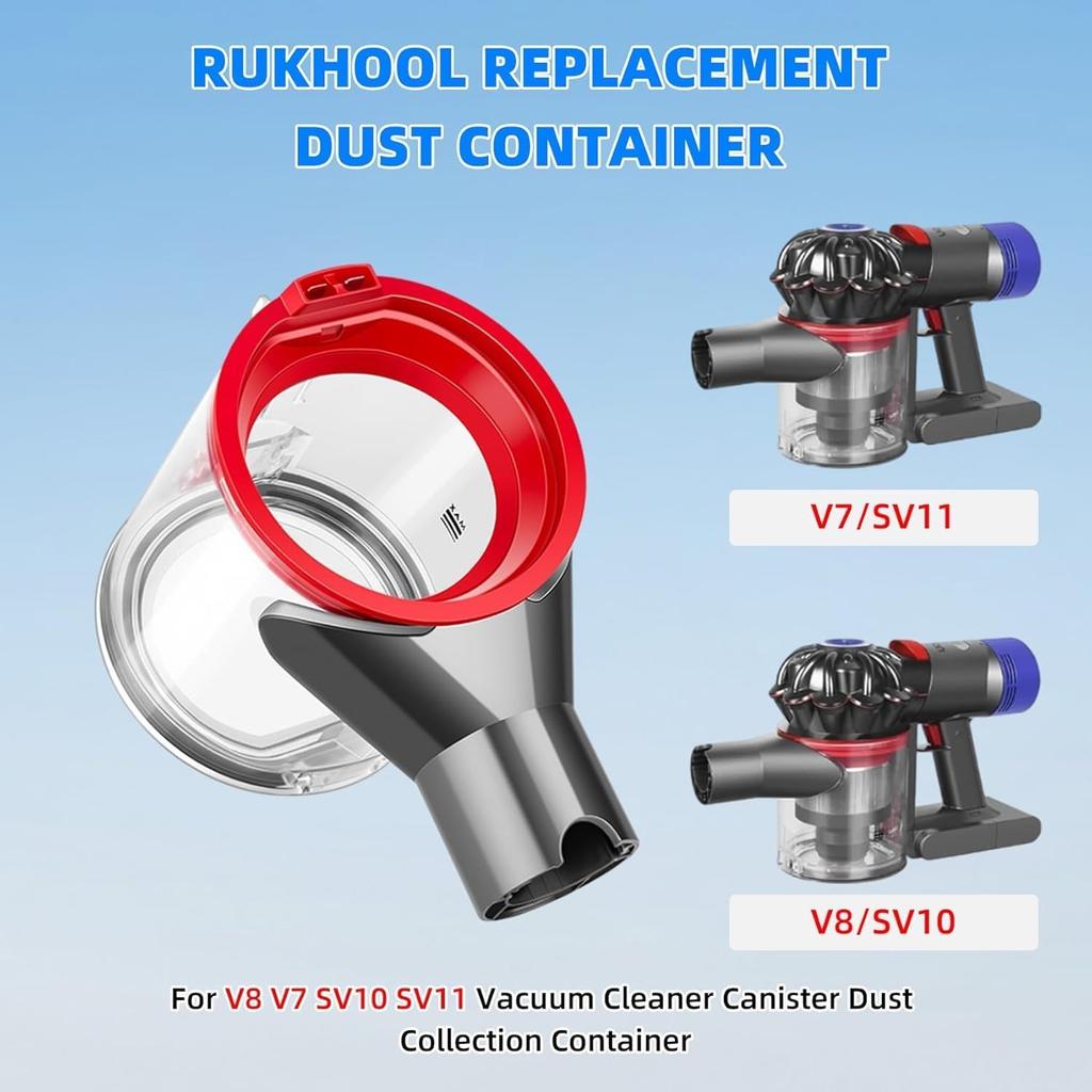 Recipient de praf compatibil cu aspiratorul Dyson V7 V8 SV10 SV11, Înlocuitor recipient de praf pentru Dyson V7 V8, Piesa recipient nr. 967699-01 Aspirator