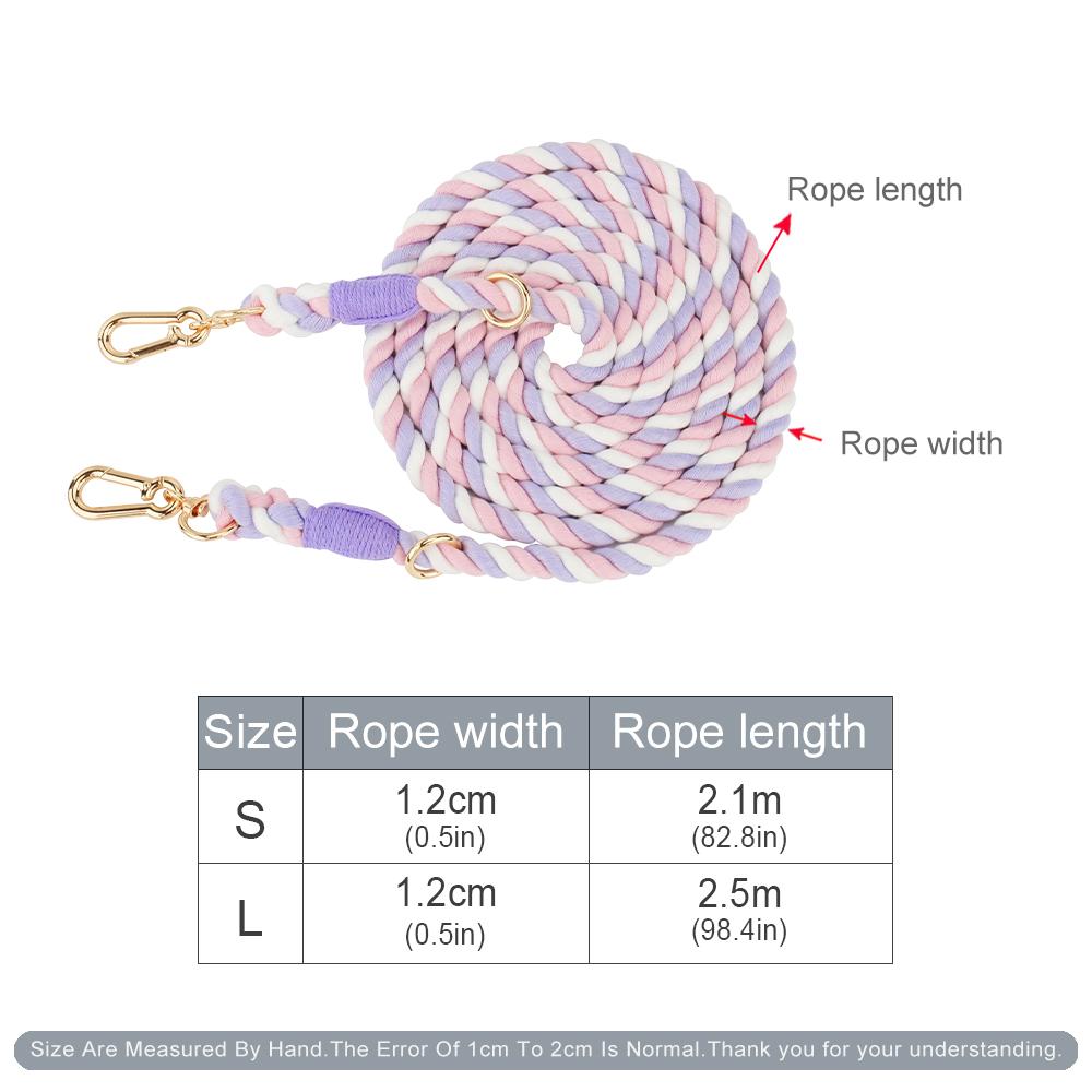 Dog Leash Handmade Braided Rope, 250cm Strong Cotton Rope Dog Leashes Heavy Duty Leash for Small Medium Large Dog Walks Training