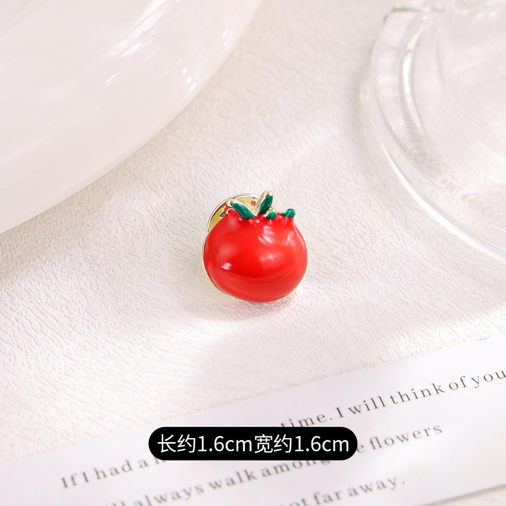 

Новая брошь в виде капающего помидора в стиле Сяосянфэн, высококачественная женская милая фруктовая булавка, застежка с защитой от света, фиксирующая застежка для воротника томатный