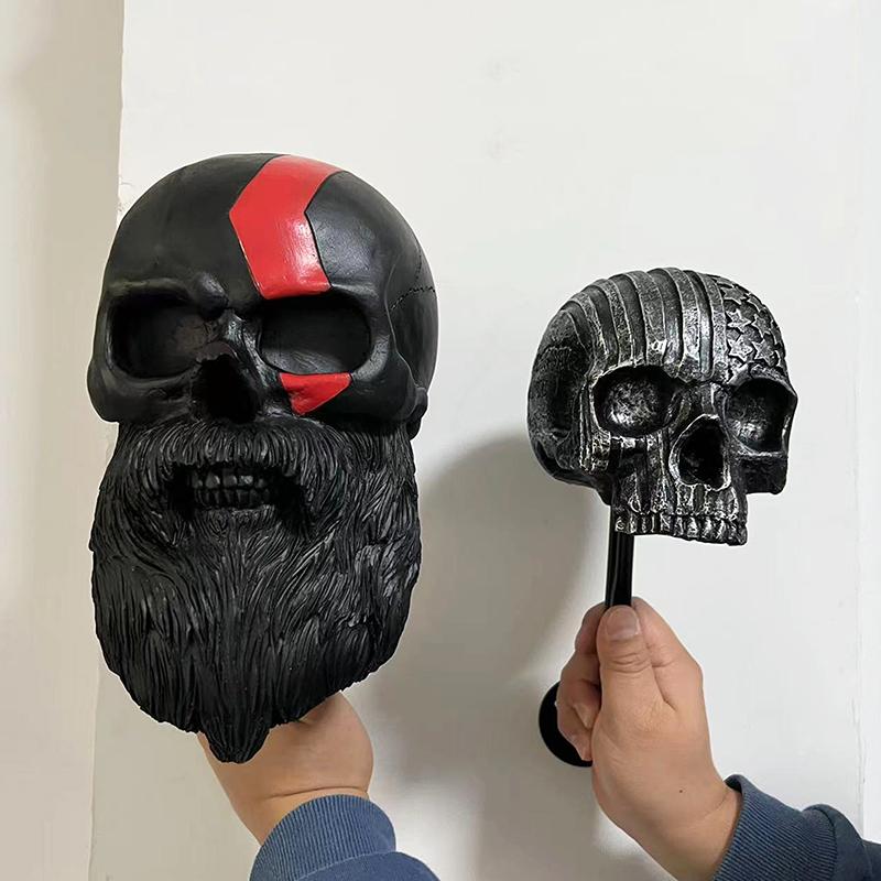 Stojak na czapkę z czaszką Dekoracja wewnętrzna i zewnętrzna Uchwyt ścienny Stojak na kask Rękodzieło z żywicy