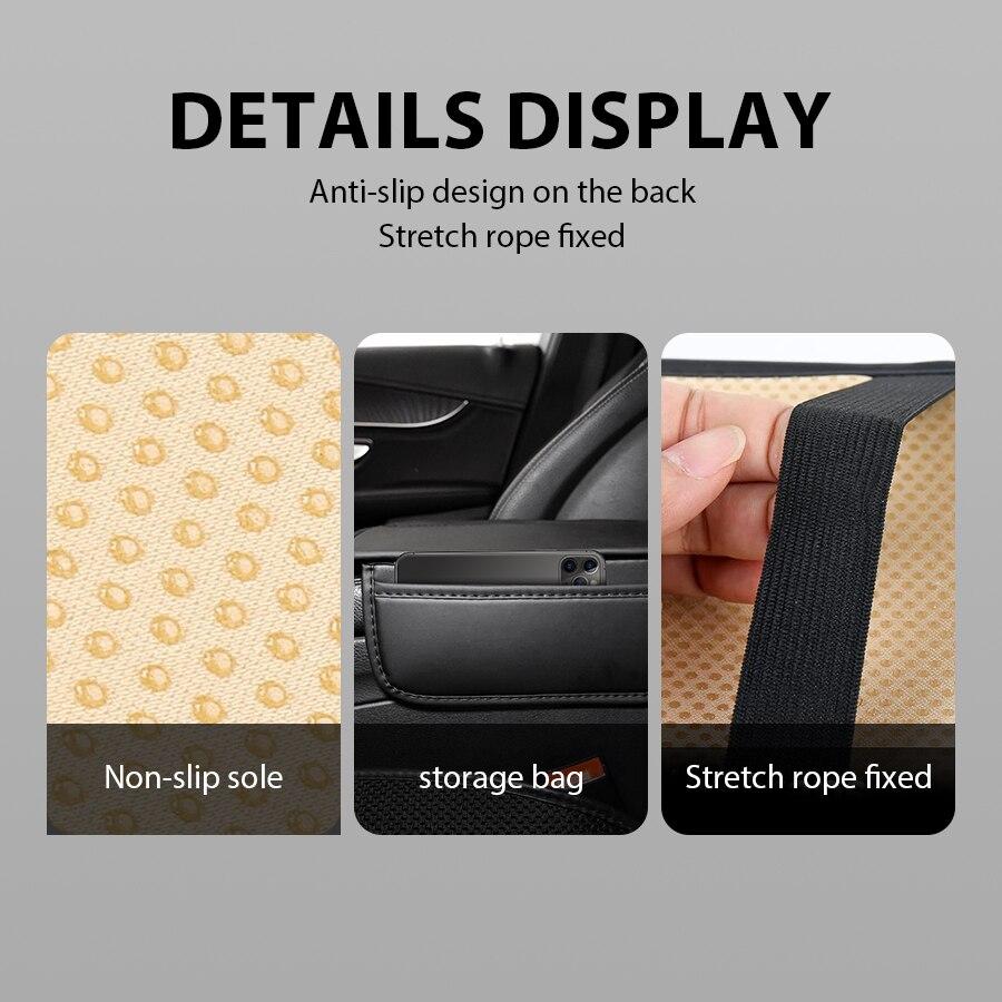 Car Armrest Cushion Universal Elbow Support Cushion Universal Arm Rest Box Pad with Both Side Storage Bag Interior PU Leather