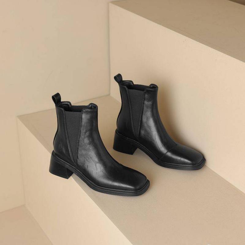 

Осенне-зимние ботинки Мартин на среднем каблуке женские корейская версия резиновая подошва большой размер женские ботинки квадратный каблук рукав удобные новые м 39