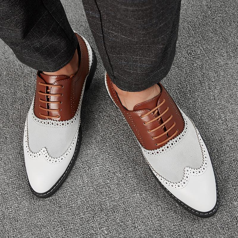 Fashion Golden Sapling Retro Brogue Shoes Men's Oxfords Elegant Dress Flats for Men Fashion Party Footwear Casual Business Formal Shoe