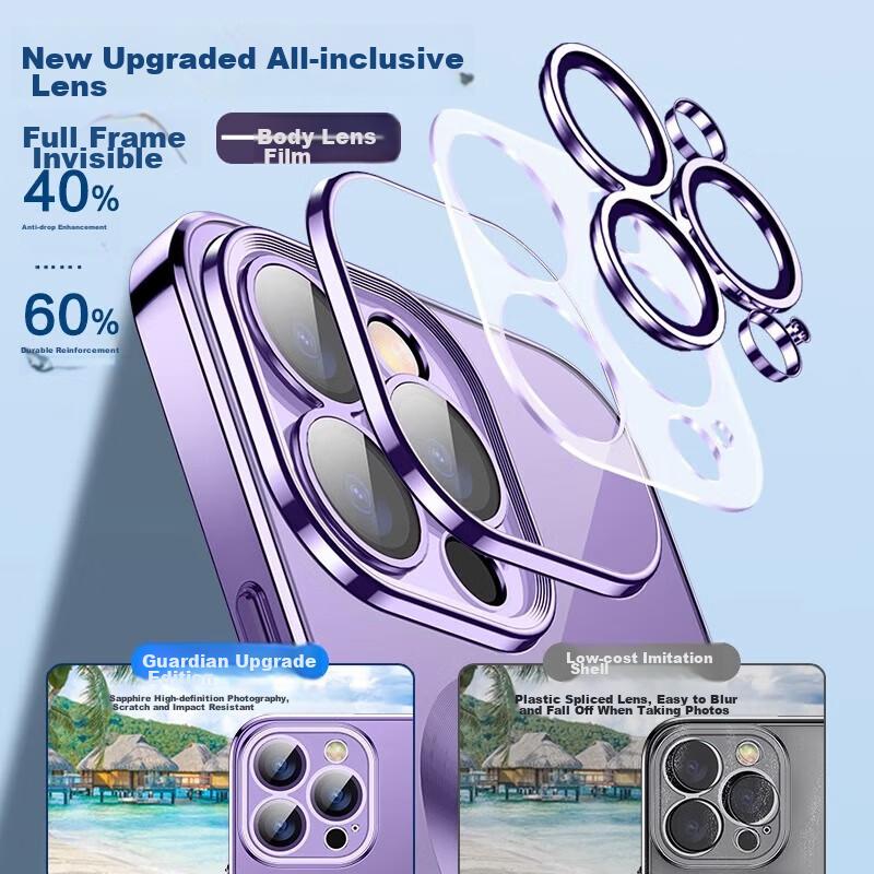 IPhone 11 Case, Apple IPhone 11, Electroplated Magnetic Anti-Drop Upgraded Lens Full Protection Transparent Ultra-Thin Case, Elegant Silver