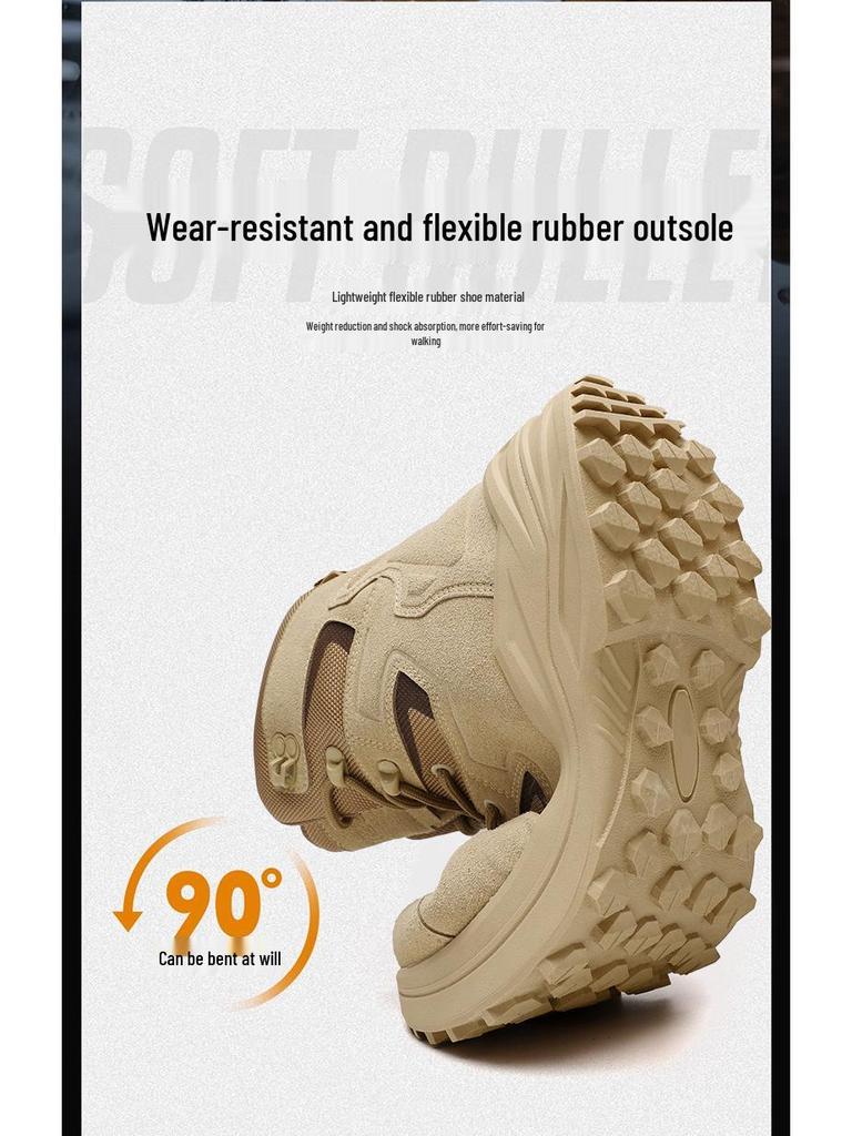 Men's Tactical Mid-Top Desert Hiking and Hunting Boots - Outdoor Mountaineering, Exploration, and Rescue Footwear, Large Size Available