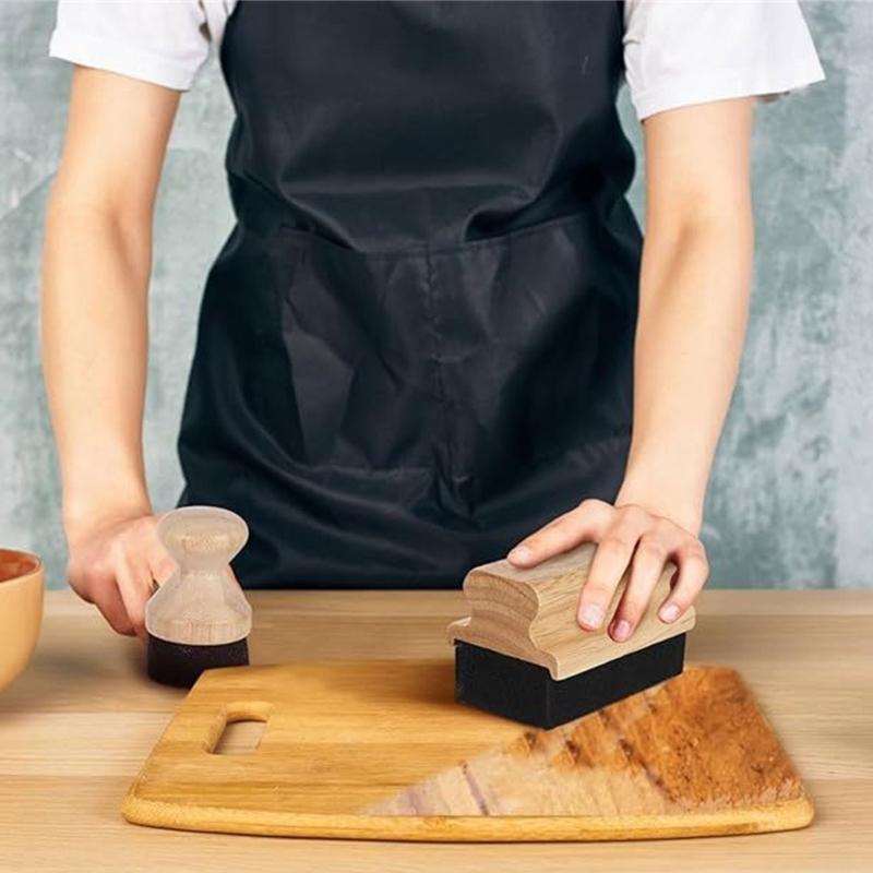 2Pcs Bamboos And Wood Cutting Board Oil Wax Applicator Brush Tool Nonslip Grip For Surfaces Repair Prolonging Lifespans