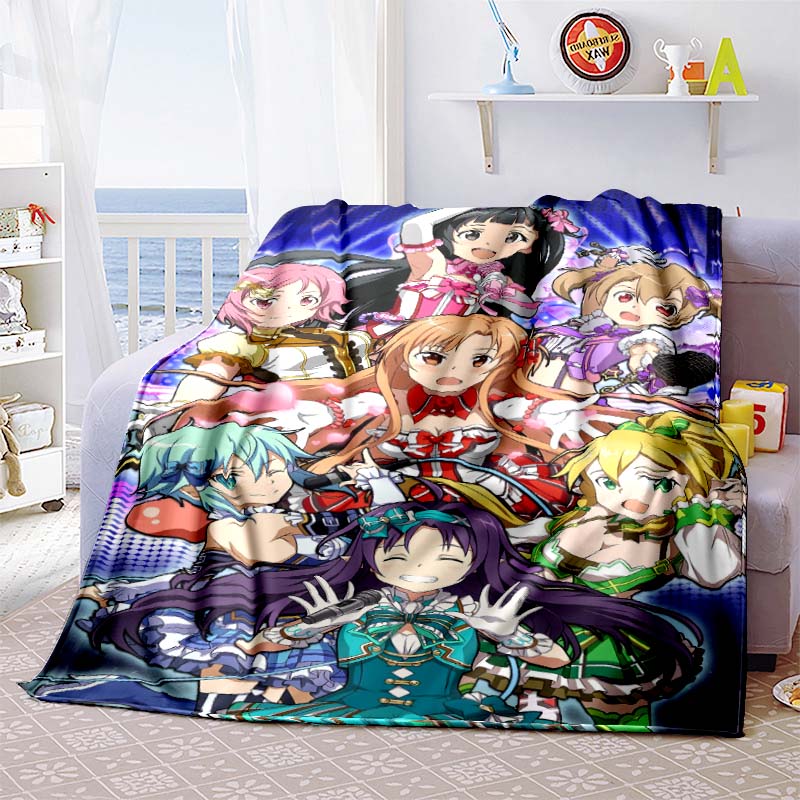 Die 3D-gedruckte "Sword Art Online" Flanelldecke ist warm, bequem und weich, geeignet für den Einsatz in Schlafzimmern, Betten, Sofas, 001