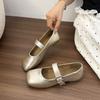 2025 Spring and Autumn New French Mary Jane Single Shoes Women's Korean Version Square Head One Pedal Shallow Mouth Flat Bottom Doudou Women's Shoes