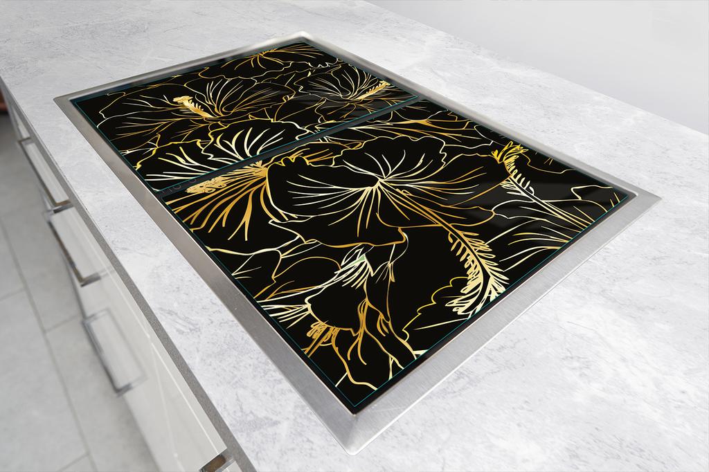 GLAS-KOCHFELDSCHUTZPLATTE 90x52 BLUMEN