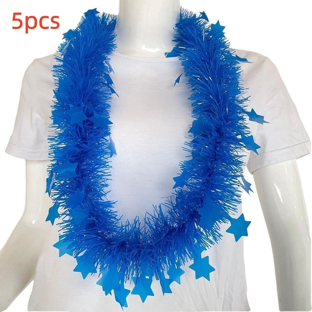 5pcs Glowing Large Fluorescent Garland Necklaces Five Star Lightweight Plastic Garland Birthdays