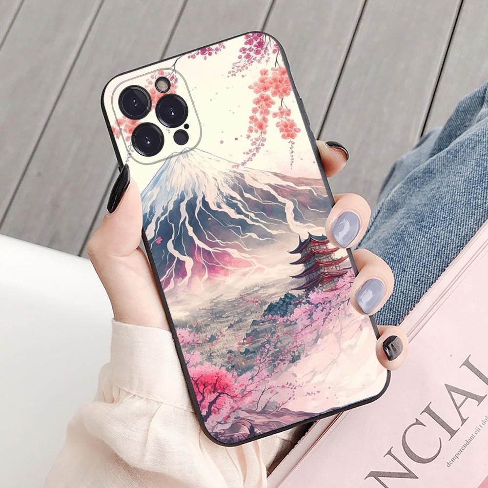 Japanese Aesthetic Mount Fuji Landscape Phone Case For iPhone 15 14 11 12 13 Mini Pro XS Max Cover 6 7 8 Plus X XR SE 2020 Shell