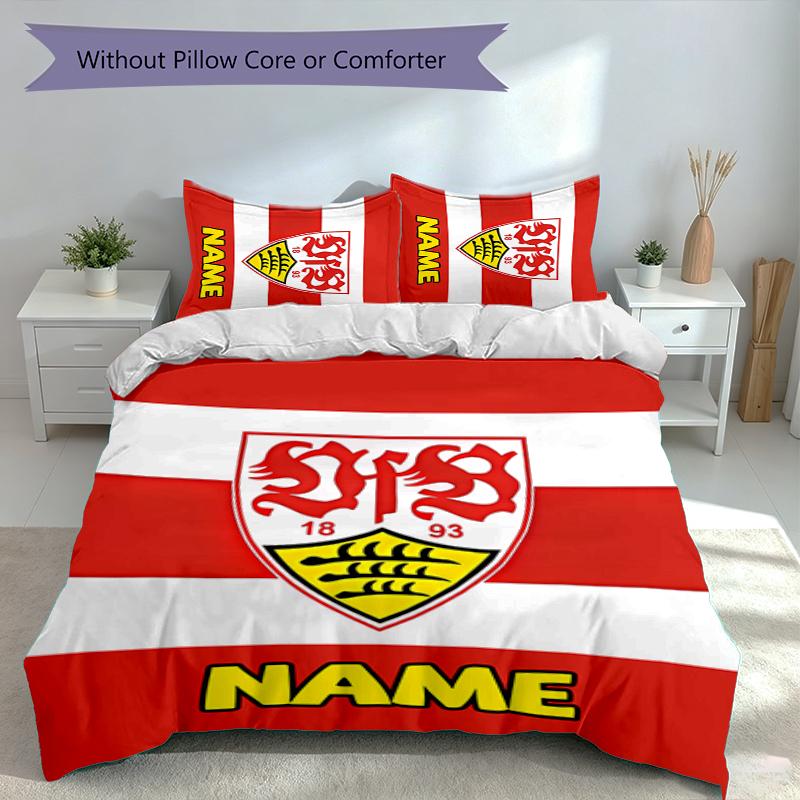 3pcs Custom Name VfB Stuttgart Bedding Set,Includes 1 Duvet Cover and 2 Pillowcases,All-season Bedroom Decor
