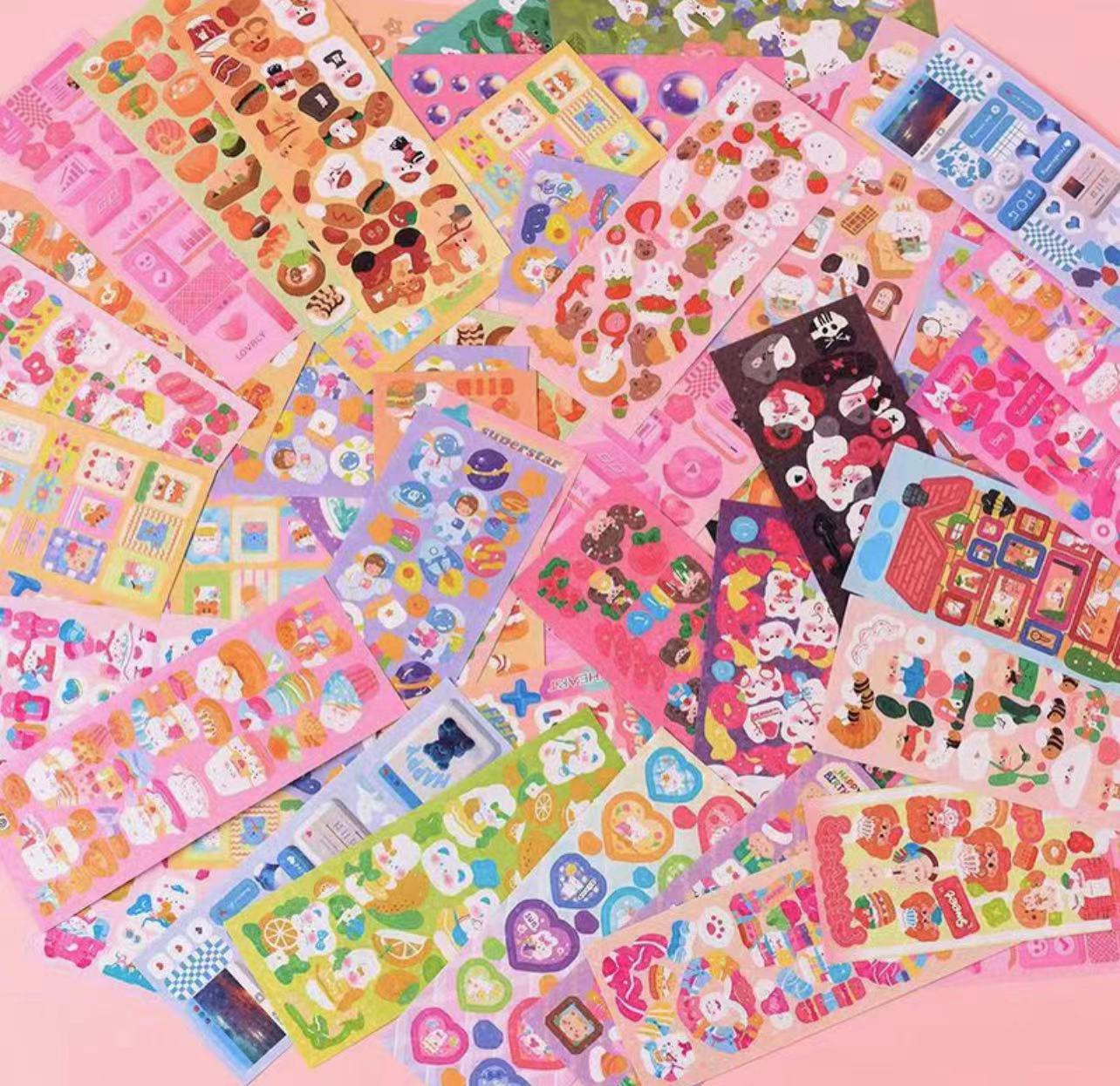 

200 уникальных милых корейских лазерных наклеек для блокнота Laser sticker paper 200 no duplication, 4.3*13 cm