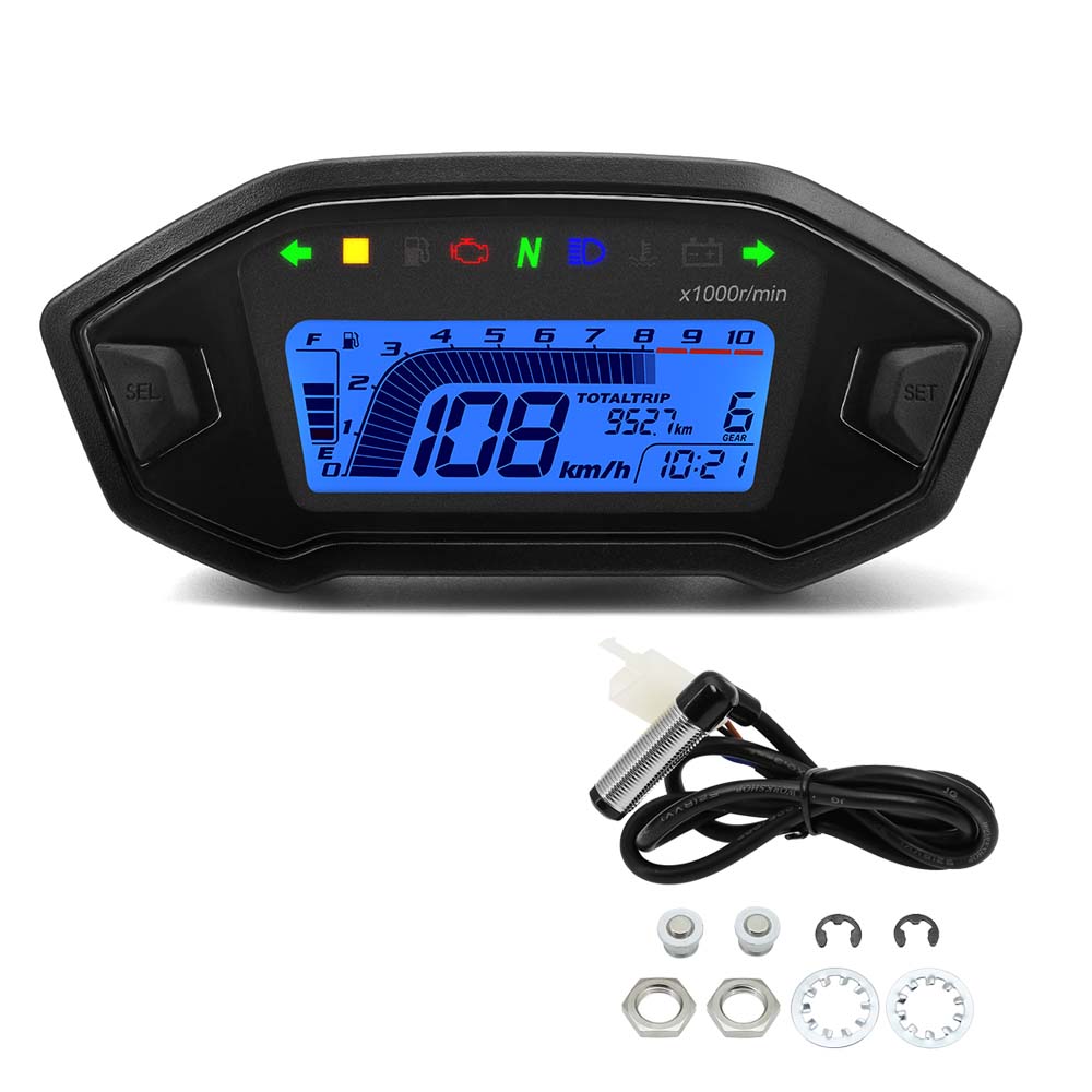 Universal Motorrad Digital Tachometer Drehzahlmesser Dashboard 10000 RPM Instrument Panel Meter LED Display Für 1,2,4 Zylinder