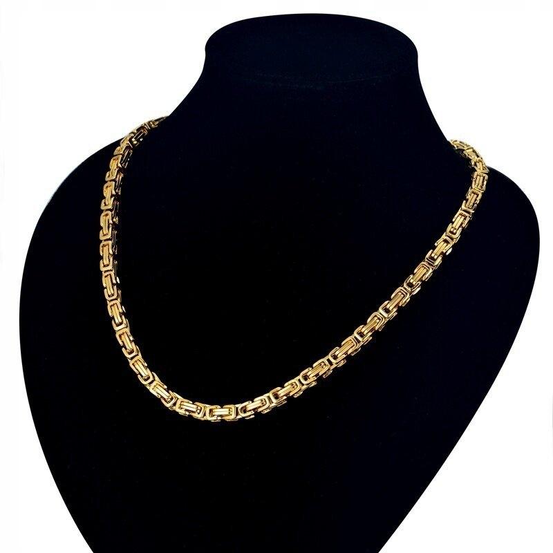 Men' Gold Chain Royal Byzantine Chain GOLD PLATED + FREE
