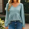 Women's Fashionable Casual Solid-color Long-sleeved Pullover T-shirt Top
