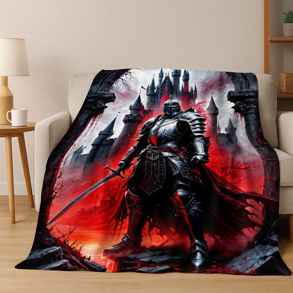 Templar Blood Knight Honor Holy Crusader Cartoon Flannel Blanket,Cozy Soft Throw Blanket for Home Bedroom Bed Sofa Cover Gift