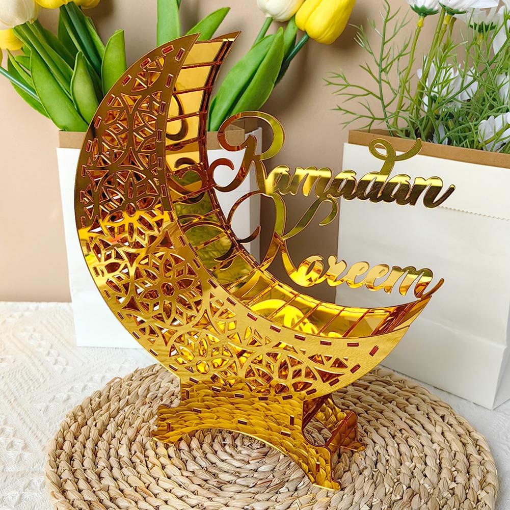 Ramadan Eid Mubarak Acrylic Moon Light Ornaments Decor Light Table Lamp Decorative