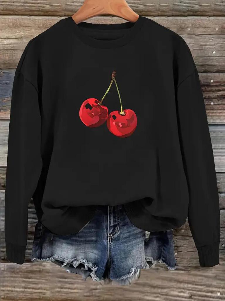 Dámská mikina s třešňovým potiskem - Evropský a americký styl s dopravou zdarma