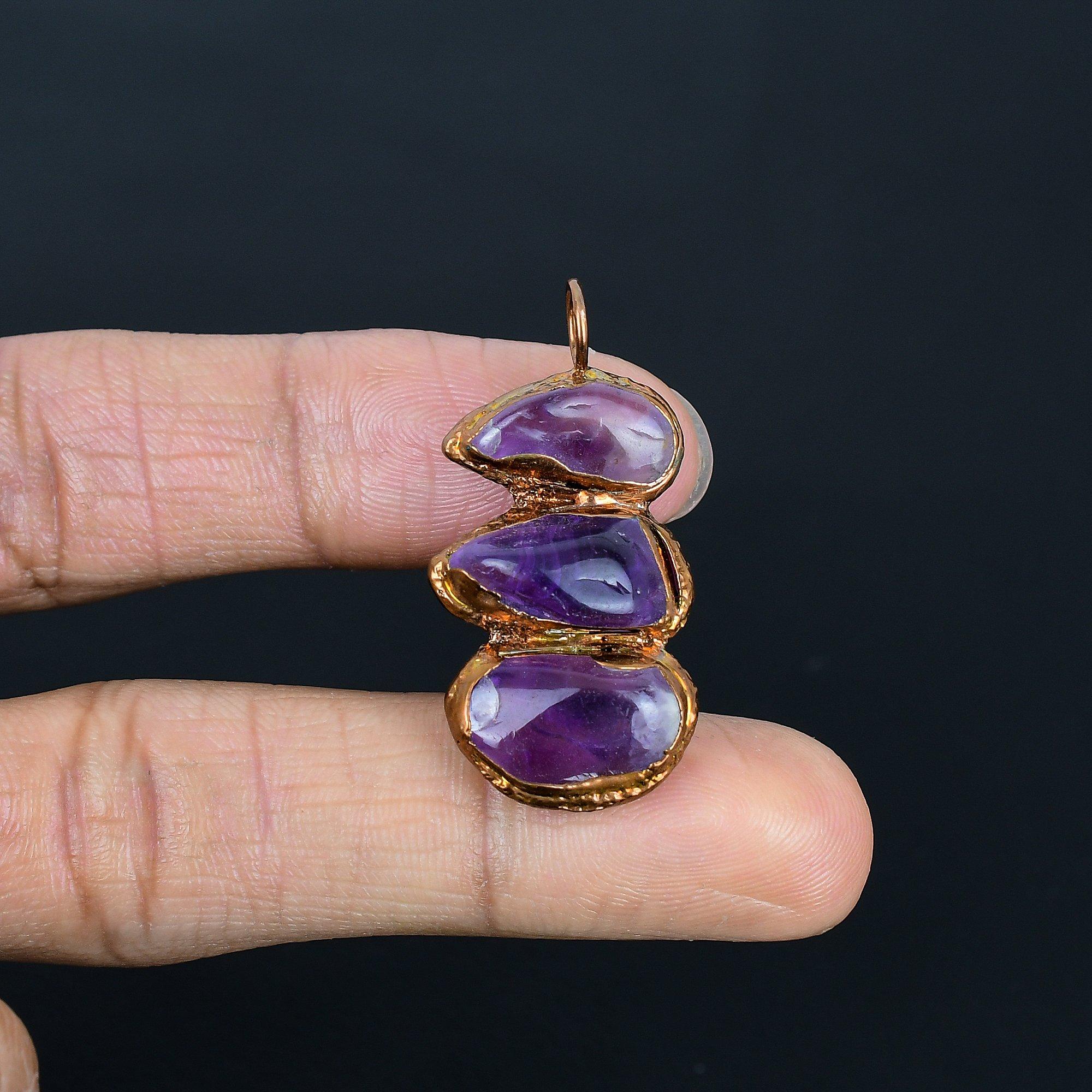 

Amethyst Pendant Gemstone Jewelry, Copper Electroformed Pendant, Gift For Women Handmade Pendant 2.55 Inches