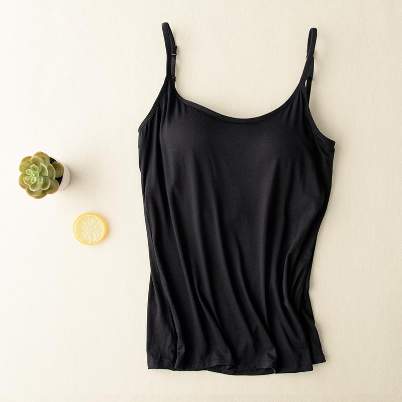 

Plus Size Women s Sleeveless Wire-Free Tank Top with Chest Pads - Solid Color L (115-125 jin)