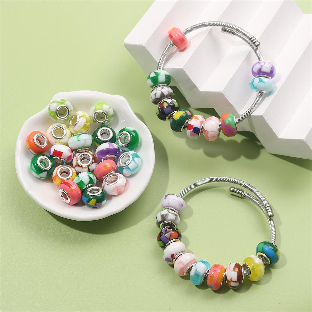 30/50/100pcs Jelly Color Mixed Garden Beads European Craft Beads Large Hole Interval Beads DIY Jewelry Bracelet Necklace Jewelry Making