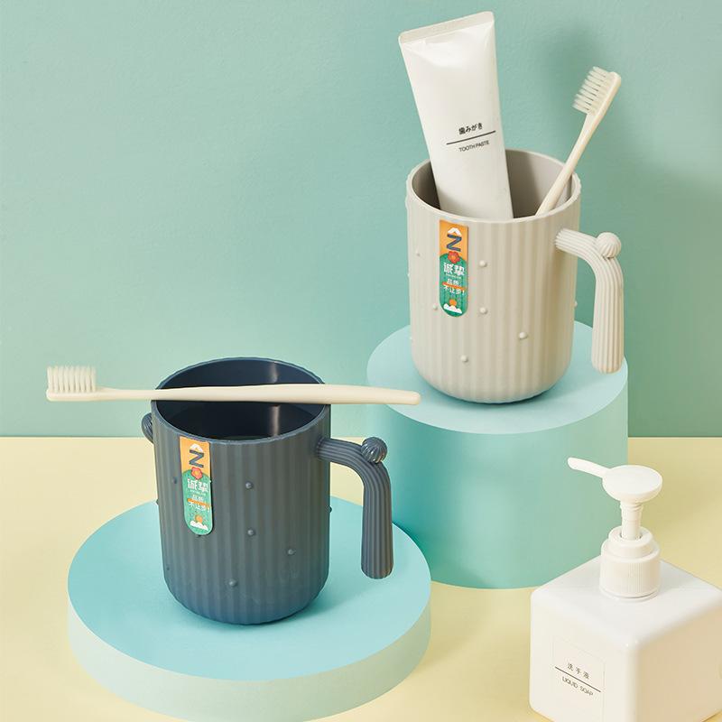 Mouthwash Cup, Cartoon Cactus Couple's Home Splash-proof Portable Toothbrush Cup, Cute Plastic Washbasin Cup, Tooth Tank
