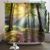 Tropical Forest Shower Curtain Natural Scenery Waterproof Trees Moss Bathroom Partition Screen Bath Curtain Polyester With Hooks