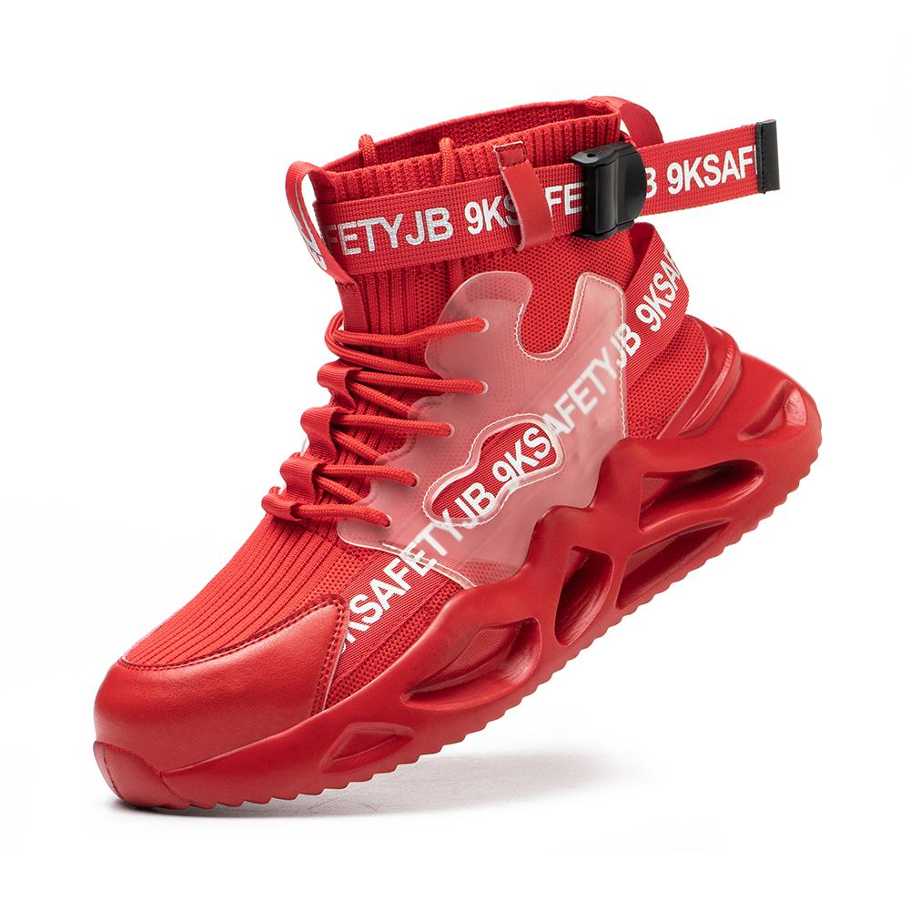 

JB7719 New Industrial Safety Shoes Breathable Mesh Steel Toe Anti-Impact Safety Shoes Mens WomensRed Sports Shoes 37 красный