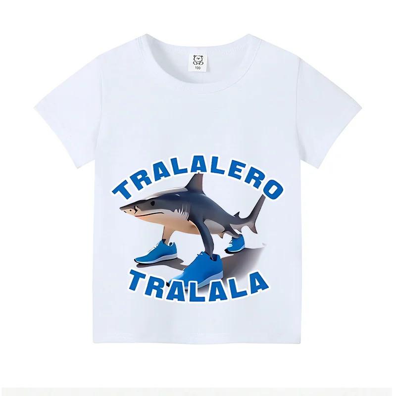 Italian Brainrot Tralalero Tralala Kids Shirt Funny Meme Graphic Tee Cotton 3XL