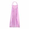 European and American Style, New Women's Clothing, Backless Neck Irregular Pleated Chiffon Long Dress