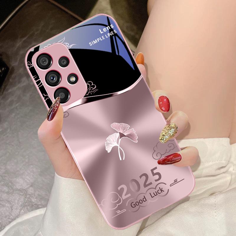 Radiant Ginkgo Leaves For Samsung Galaxy S10 4G S20 11E 30 S21 22 S24 Fe Pro S23 S25 Ultra 5G S9 Tempered Glass Phone Case