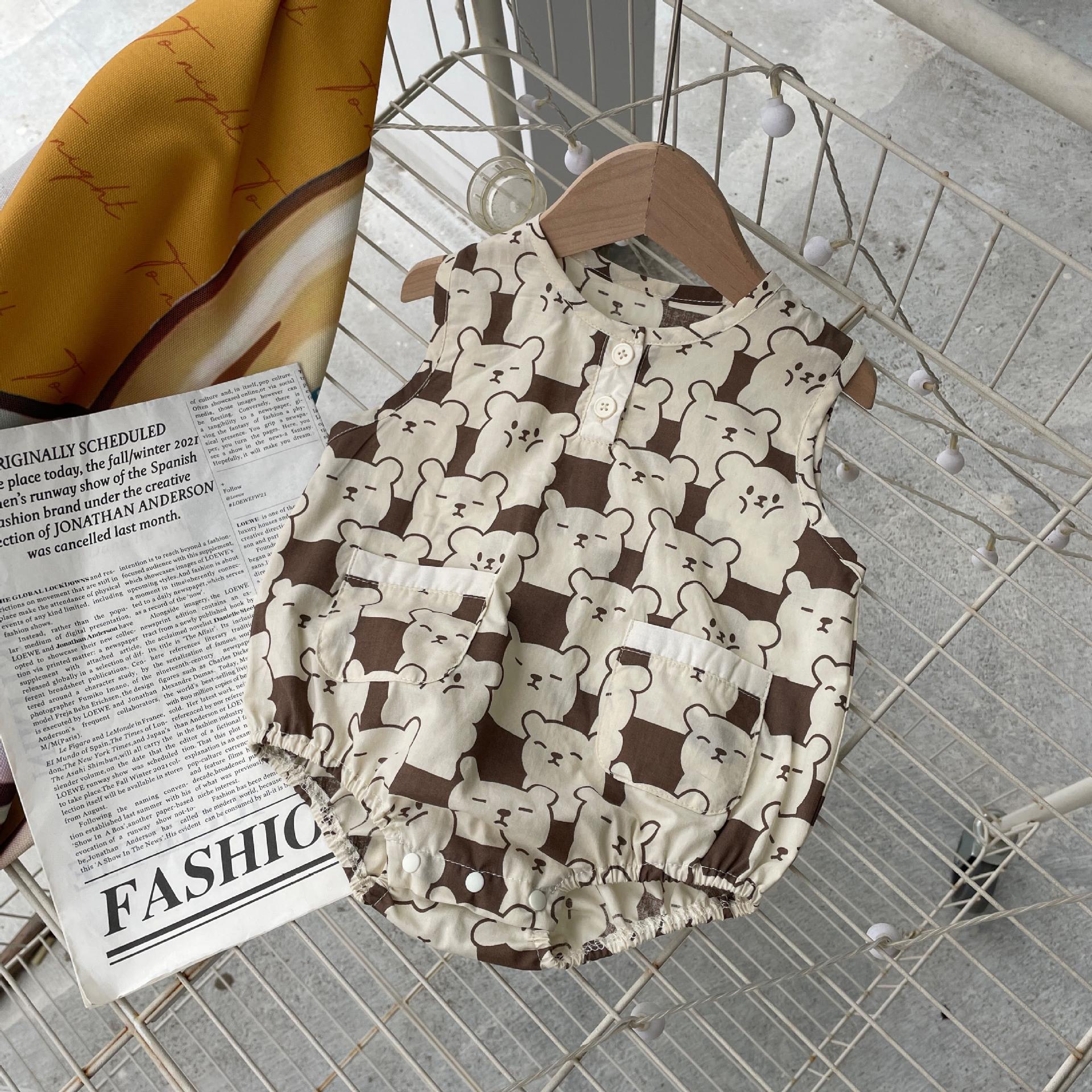 

Комбинезон для маленьких мальчиков и девочек, летнее боди без рукавов с милым принтом, одежда для малышей 66